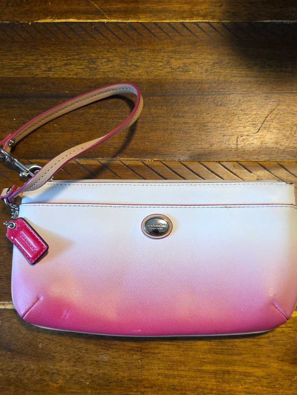 Coach Pink Ombre Leather Wristlet